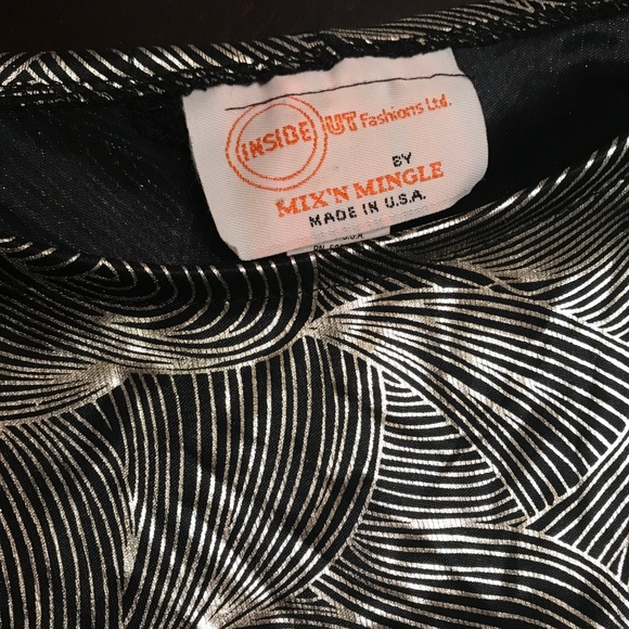 Metallic Liquid Gold Blouse black new vintage S/M - Picture 2 of 6